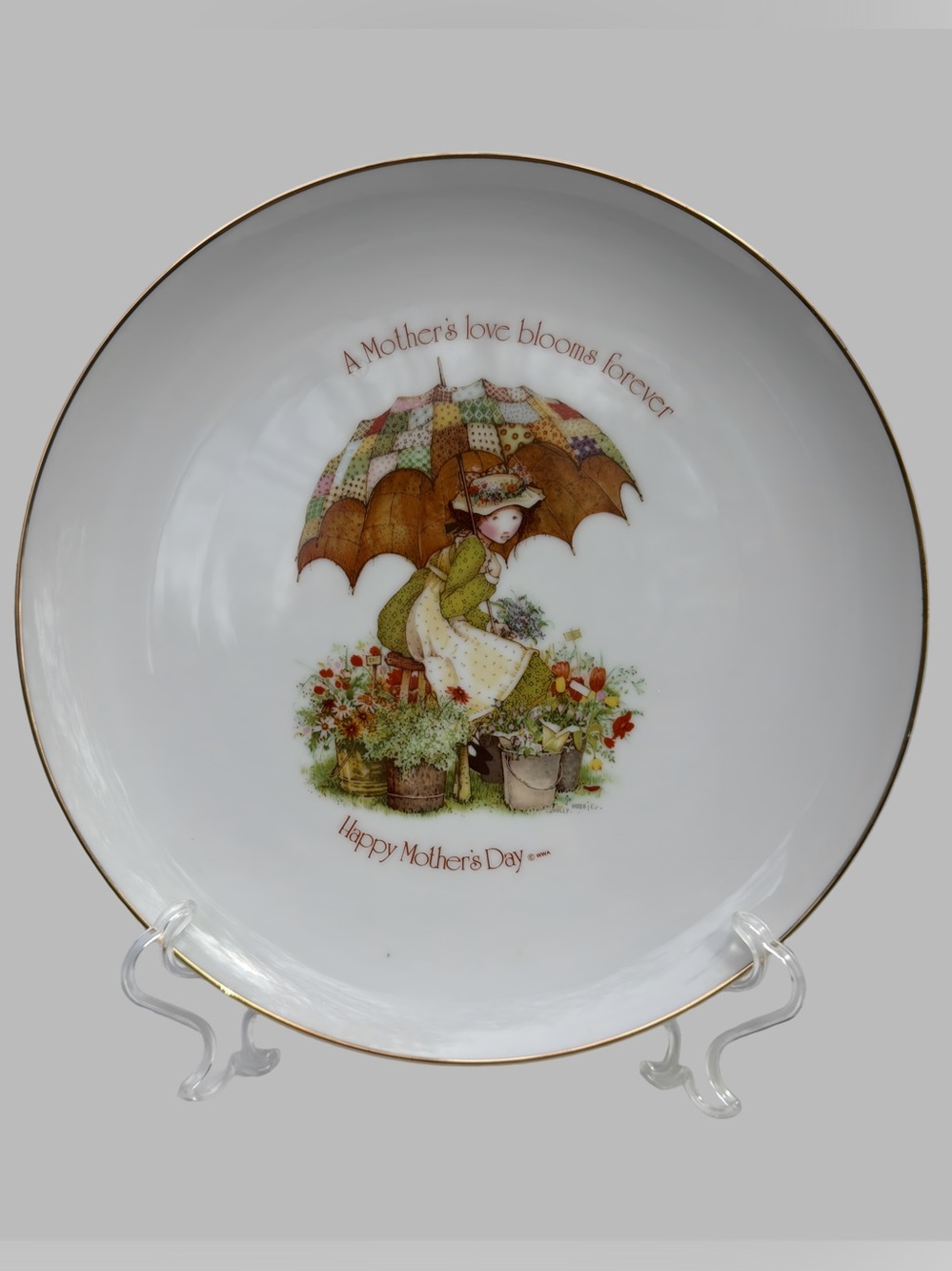 🌷 VINTAGE Holly Hobbie Mother's Day Porcelain Plate, c. 1973-76, Made in Japan
